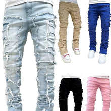 Lade das Bild in den Galerie-Viewer, Spliced Distressed Denim  Ripped  Jeans
