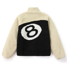 Load image into Gallery viewer, Streetwear Harajuku Winter Jackets Plush Fleece Coats Hip Hop Oversized Zipper Jacket No. 8 Billiard Patchwork Jacket Outwear
