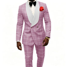 Load image into Gallery viewer, Men's Suit – Plaid Fabric, Groom's Tailcoat for Weddings, Classic Custom 2-Piece Suit (Jacket &amp; Trousers)
