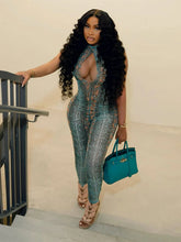 Lade das Bild in den Galerie-Viewer, Kliou Stunning Snake Print Jumpsuits
