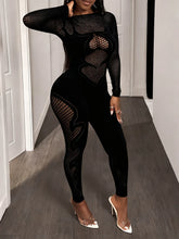 Load image into Gallery viewer, FHSEER Women's   Sheer Mesh Long Sleeve Hollow  Jumpsuit
