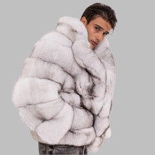 Load image into Gallery viewer, Real Fur Coat Men Natural Fox Fur Coats Turndown Collar Luxury Winter Men's Coat High Quality Warm Blue Fox
