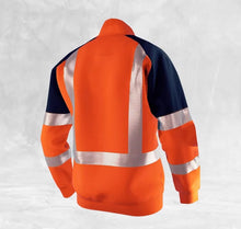 Load image into Gallery viewer, Orange Navy Sweatshirt for Man Hi Vis Hoodie Work with Zip Fleece Jacket

