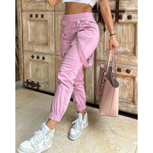 Load image into Gallery viewer, Women's Cargo Pocket Design Cuff Suspenders Pants
