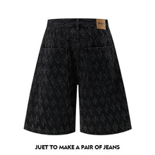 Load image into Gallery viewer, Ummer Men’s Denim Shorts Combine Classic and Fashionable Tattered Designs Straight Fit Loose Black Jeans Y2K High Street Shorts

