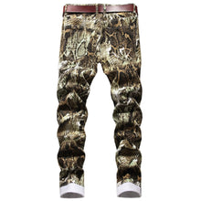 Load image into Gallery viewer, Printed Snakeskin Pencil Pants Slim Fit Colored Stretch Mid Waist Washed Jeans
