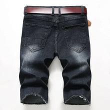 Load image into Gallery viewer, 2026 Summer Men's Red Rose Embroidered Jeans Shorts, Fashion Casual Shorts Black Blue White Men Torn and Frayed Denim Shorts
