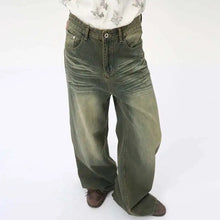 Load image into Gallery viewer, IEFB Fashion Loose Men's Straight Denim Pants American Style Casual Worn-out Design Wide Leg Jeans Summer New Trend 9C6256
