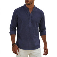 Load image into Gallery viewer, New Cotton Linen Shirts for Men Luxury Henley Casual T-Shirts Beach Long Sleeve Shirts Hawaiian Summer Shirt Gym Man for Work
