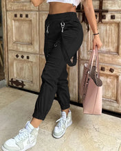 Load image into Gallery viewer, Women's Cargo Pocket Design Cuff Suspenders Pants

