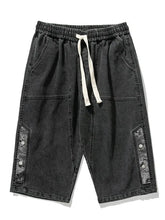 Load image into Gallery viewer, 8XL Summer Men's Jeans Denim Breeches Calf-Length Casual Shorts Washed Cotton Drawstring Straight Capris Pants Big Size

