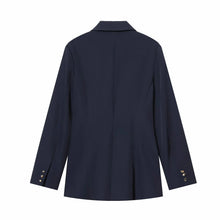 Load image into Gallery viewer, Women Suit Pants Two-Piece Set Buckle Decoration Long Sleeve Blazer Coat + Straight-Leg Pants 2 Pieces Sets Chic Woman Outfits
