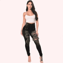 Lade das Bild in den Galerie-Viewer, High Waist Ripped Jeans for Women Skinny Black
