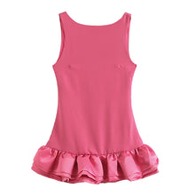 Load image into Gallery viewer, Sexy Women Mini Dress Green Bule Pink Black White O Neck Ruffle Design Sexy Bodycon Dress Women Sleeveless Party Dress
