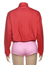 Lade das Bild in den Galerie-Viewer, Sisterlinda Panelled Zip-up High Collar Full Sleeve Short Set

