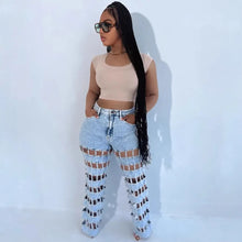 Load image into Gallery viewer, Hollow Out Straight Leg High Waist Mom Pants
