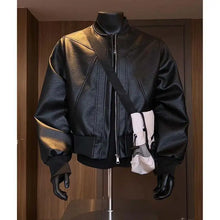 Load image into Gallery viewer, Men Coats Faux Leather Jackets Turn Down Collar Pu Coat
