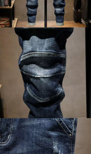 Load image into Gallery viewer, Slim Fit Denim Scratched Details and Pencil Jeans
