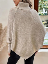 画像をギャラリービューアに読み込む, Twisted Sweater Turtleneck Button Bat-sleeve Design Pullover

