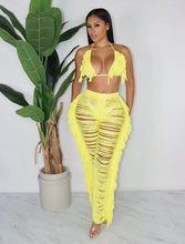 Load image into Gallery viewer, Sexy Two Piece Pant Sets Women Hollow Out Trousers Matching Sets Strapless Tassels Hole Pencil Pants Suits High Street Summer
