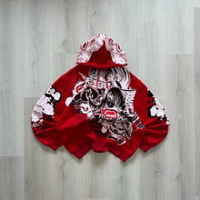 Cargar imagen en el visor de la galería, Sudadera con capucha con estampado de calavera gótica Y2K
