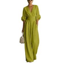 Load image into Gallery viewer, Women's Jumpsuit Fashion High Waist V-neck Casual Jumpsuits Sexy Solid Color Office Wide Leg Trousers Overalls Vacation Outfit
