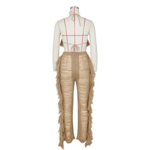 Load image into Gallery viewer, Sexy Two Piece Pant Sets Women Hollow Out Trousers Matching Sets Strapless Tassels Hole Pencil Pants Suits High Street Summer
