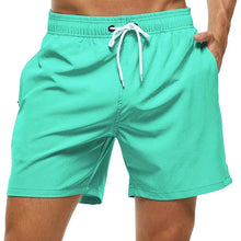 Charger l'image dans la galerie, Drawstring with Mesh Lining Elastic Waist Plain Soft Casual Swim Trunks
