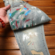 Load image into Gallery viewer, Broken Hole Nostalgic Cassic  Slim fit Denim pants
