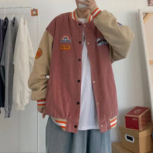 Load image into Gallery viewer, Men Baseball  Embroidered Letters Corduroy Loose Jacket
