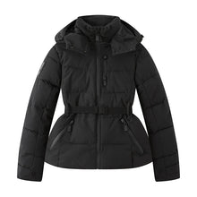Load image into Gallery viewer, Women's Hooded High Waist Padded Parkas Coats with Belt Female Elegant Pockets Skiing Jackets
