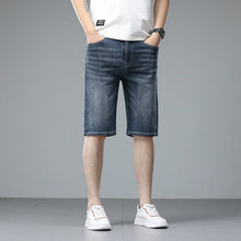 Load image into Gallery viewer, Summer Thin Men Korean Fashion Stretch Denim Shorts Classic Washed Straight Fit Knee Length Casual Versatile Jean Short Pants
