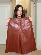 Load image into Gallery viewer, Street Women's Cropped Leather Jacket Skirt Set Stand Collar Zipper Coats Pleated Mini Skirts 2026 Spring Lady Fashion Suit
