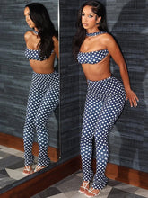 Cargar imagen en el visor de la galería, Weird Puss Polka Dot Halter Chest Wrapped Backless 2 Piece Set
