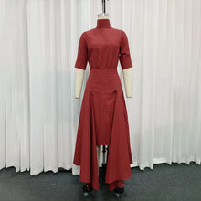 Load image into Gallery viewer, TWOTWINSTYLE Solid Two Piece Sets for Women Stand Collar Short Sleeve Top High Waist Split A Line Skirt Casual Set Female New
