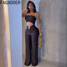 Lade das Bild in den Galerie-Viewer, FAGADOER Sexy Hollow Out Bodycon Jumpsuit
