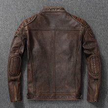 Load image into Gallery viewer, 2025 New Leather Jacket Top Layer 100% Cowhide Leather Clothes Men's Stand Collar Motorcycle Clothes  Autumn Winter Plus Size

