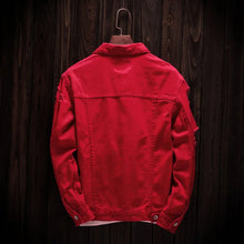 Load image into Gallery viewer, Men's Long-sleeve Orange Denim Jackets
