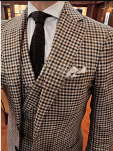 Load image into Gallery viewer, Men's Houndstooth Plaid  Tuxedo Attire Customized 3 Piece Sets
