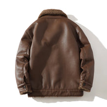 Load image into Gallery viewer, Schinteon Men Suede Leather Jacket Autumn Winter Warm Thick Casual Outwear Faux Lamb Wool Fur Solid Color Turn-down Collar Coat
