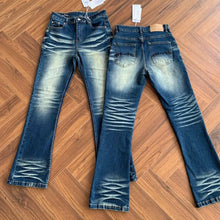 Load image into Gallery viewer, Heavy Water Wash Dark Blue Washed Cat Beard Jeans
