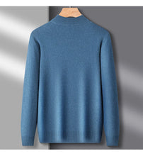 Load image into Gallery viewer, Men's Mock Neck 100% Pure Woolen Sweaters Autumn Winter Warm Cashmere Sweater Solid Knitted Pullovers for Men Slim Knitwear Tops
