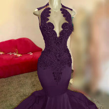 Cargar imagen en el visor de la galería, Vestido de fiesta largo de sirena con diamantes
