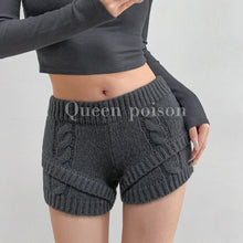 Load image into Gallery viewer, Womens Knitted Shorts Thick Drawstring Elastic Waist Soft Breathable High Waist Female Versatile Y2k Casual Knitting Mini Shorts
