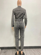 Cargar imagen en el visor de la galería, Conjunto de pantalón y chándal de manga larga para mujer, con cremallera, abrigo vaquero, pantalones cargo hasta el tobillo, bolsillos, corte ajustado, 2024
