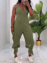 Load image into Gallery viewer, Casual Long Jumpsuits for Women Clothing Summer 2025 Trend Halter Tied Detail Pocket Design Jumpsuit Woman One Pieces Outfit
