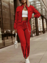Load image into Gallery viewer, Women's New Zipper Long Sleeve Lace Up Fashion Suit
