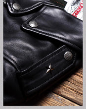 Load image into Gallery viewer, YR!Top.Classic 613 Motor Biker Style, Retro Genuine Leather Jacket, Luxury Tanned Cowhide Coat, Vintage Leather, 1.5mm Horsehide
