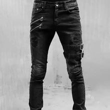 Load image into Gallery viewer, Men Slim Biker Ripped Long Denim  Skinny Jeans
