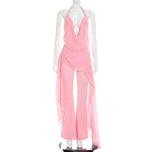 Load image into Gallery viewer, Sexy Chiffon Jumpsuits Women Backless Halter Club Party Summer Rompers Bodycon Fashion Sleeveless V Neck Overalls Beach Vacation
